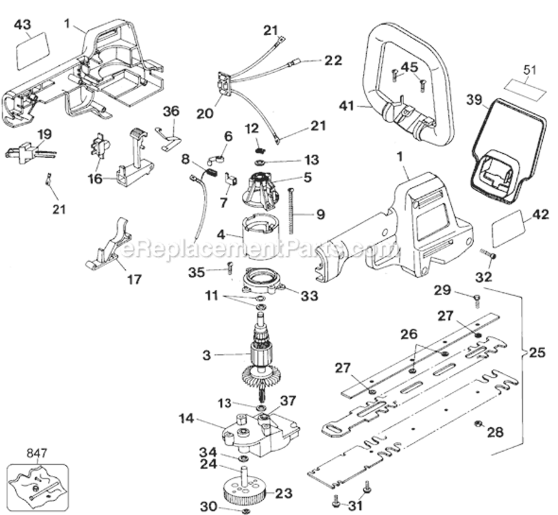 Page A Diagram and Parts List for HT300-04 Type 2 Black and Decker Hedge Trimmer